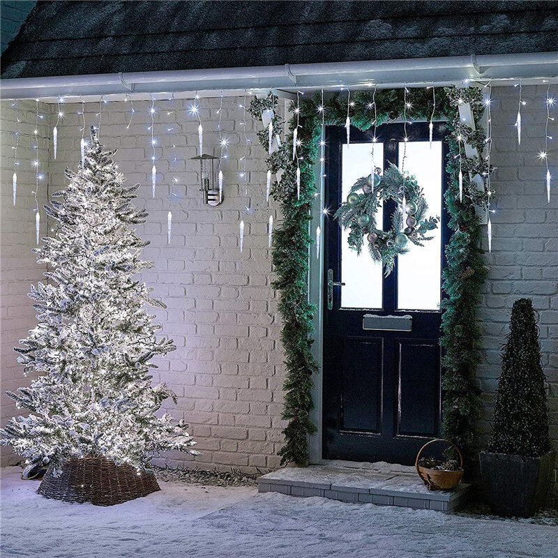 عيد الميلاد اكليل مصباح LED متدلي الجنية ستار مصابيح 5-20 متر شلال البيت السنة الجديدة حديقة فناء الديكور 8 طرق زينة عيد الميلاد