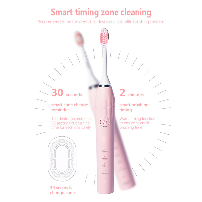 2021 جديد فرشاة أسنان كهربائية بالموجات الصوتية الكبار دوبونت شعيرات التلقائي شحن لاسلكي شحن فرشاة الأسنان