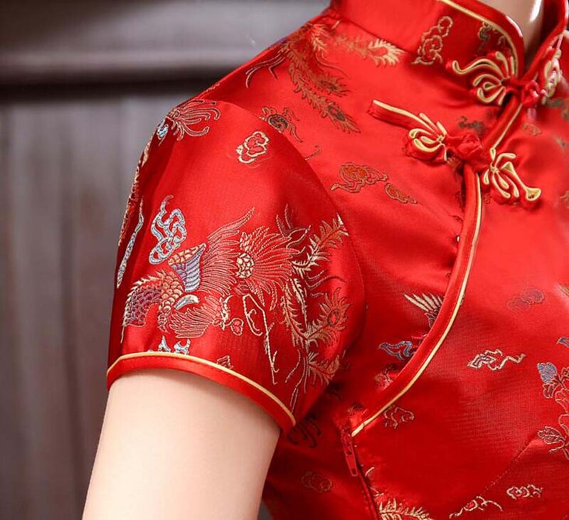 رائجة البيع شحن مجاني الكلاسيكية الصينية المرأة الحرير الساتان طويل شيونغسام السيدات جميلة مساء حفلة ثوب الزفاف