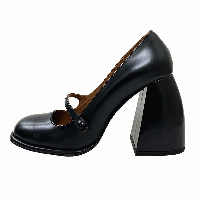 امرأة 2022 جديد ماري جينس مضخات جلدية جولة تو منصة عالية الكعب مربع الرجعية أحذية الحفلات الضحلة مضخات سيدة الأحذية