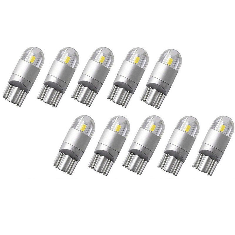 10 قطعة سوبر الأبيض T10 3030 2SMD LED HighPower الداخلية ضوء لمبة W5W 194 168 6W