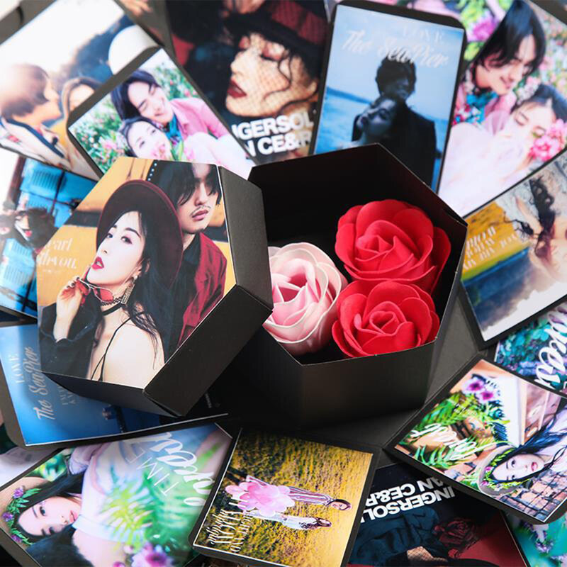 عيد الحب مفاجأة صندوق صندوق الانفجار تذكارية هدية عيد ميلاد صندوق الإبداعية لتقوم بها بنفسك سجل القصاصات ألبوم صور مفاجأة هدية