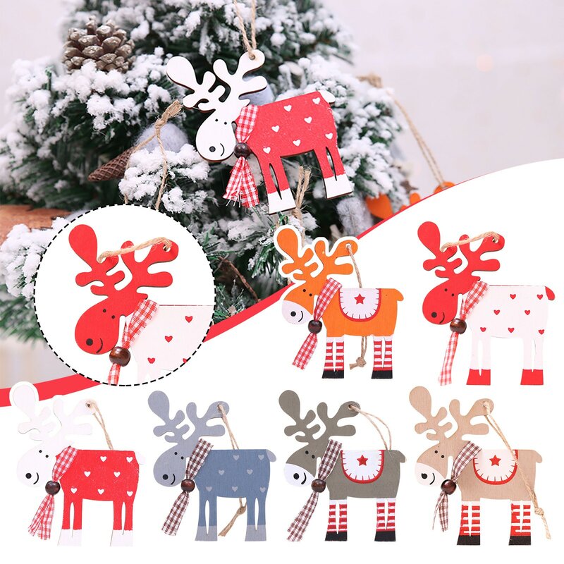 عيد الميلاد قلادة خشبية الأيائل معلقة تعليق شجرة الكريسماس الديكور حفلة قطرة الحلي