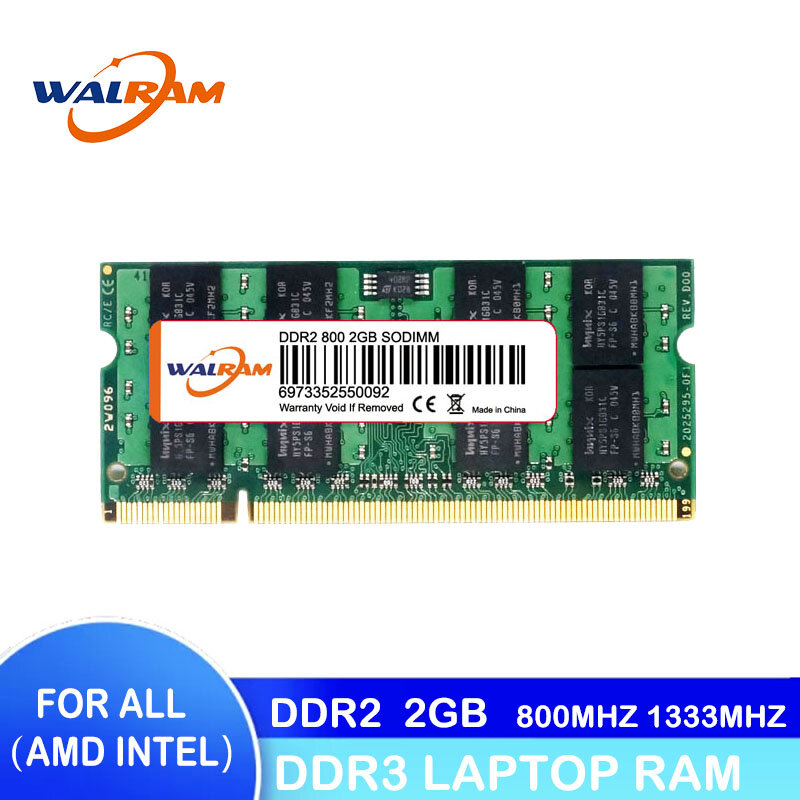 الكمبيوتر المحمول WALRAM DDR2 DDR3 ذاكرة الوصول العشوائي 2GB 1333MHz DDR3 sodimm الكمبيوتر المحمول ذاكرة الوصول العشوائي ram إنتل و AMD 1.8 فولت/1.5 فولت