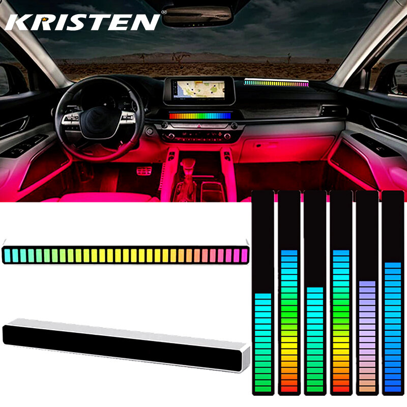 أضواء ديكور السيارات الداخلي LED الموسيقى التزامن RGB التحكم في الصوت ضوء السيارات إيقاع الموسيقى المحيطة مصباح