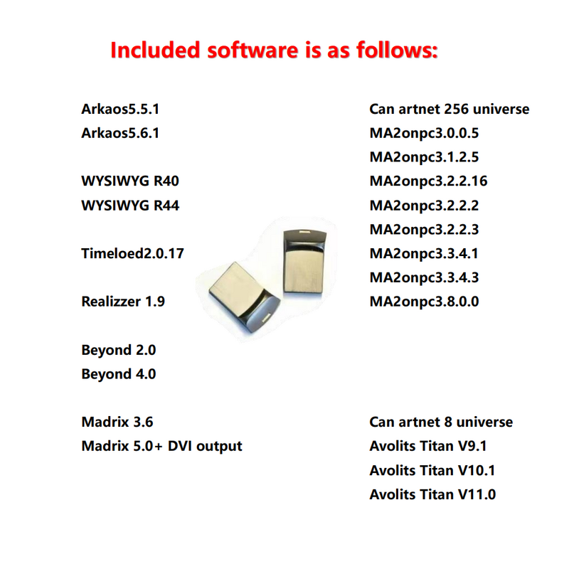 دونجل USB عصا يحتوي على برنامج الإضاءة WYSIWYG R44 مادريكس 5.0 MA2onpc Avolits Titan Arkaos 5.6 Realizzer 1.9 Beyond 4.0
