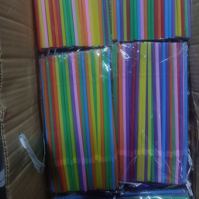 100-1000Pcs Multicolor Straws Plastic Cocktail Straw Elbow Disposable Cutlery Tableware For Kitchen Beverage Accessories Plaatic