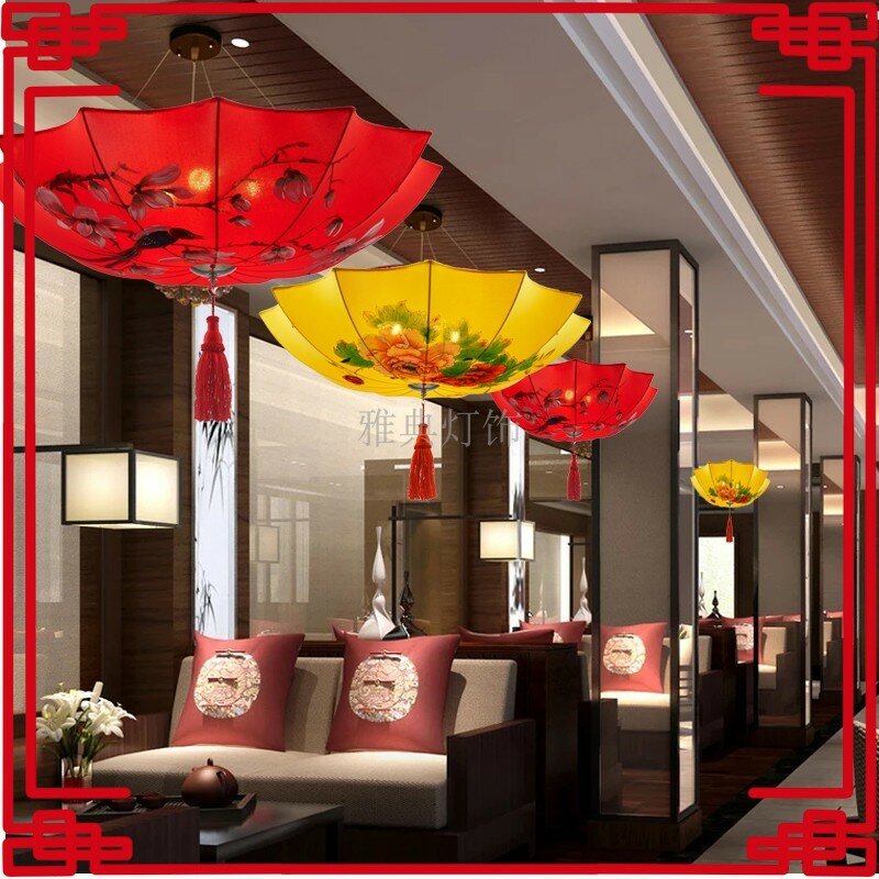 جديد الصينية الثريا رسمت باليد النسيج العتيقة إناء/ قدر مطعم مظلة مصباح الشاي البيت مطعم B & B مصباح للزينة #4