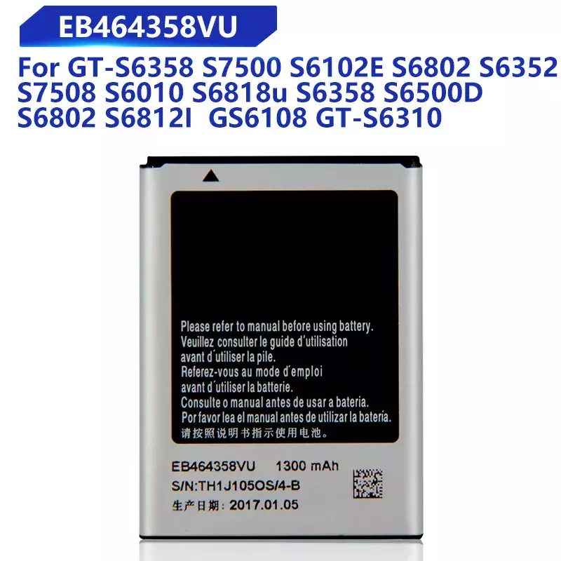 استبدال البطارية EB464358VU لسامسونج غالاكسي S7500 S6102E S6802 S6818U S6358 S6500D S6812I GT-S6358 GT-S6310