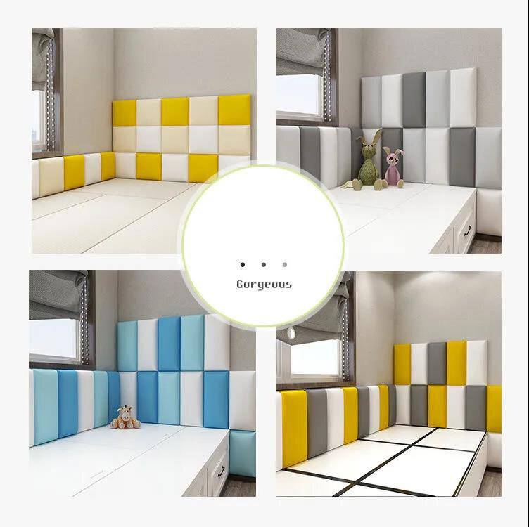 السرير اللوح الأمامي ملصقات جدار غرفة نوم الاطفال تاتامي المضادة للتصادم ديكور الجمالية Cabecero السرير رئيس ثلاثية الأبعاد ذاتية اللصق