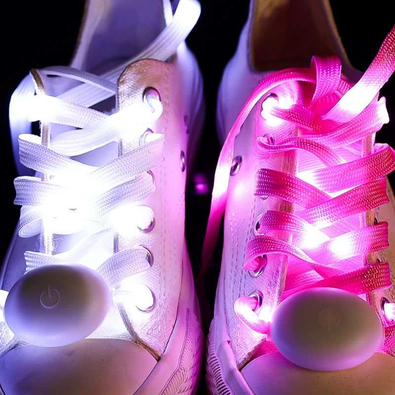 الوردي مضيئة رباط الحذاء توهج في الظلام ليلة أربطة الحذاء أحذية رياضية الرجال النساء أحذية رياضية الأربطة النايلون مضيئة رباط حذاء بمصباح Led