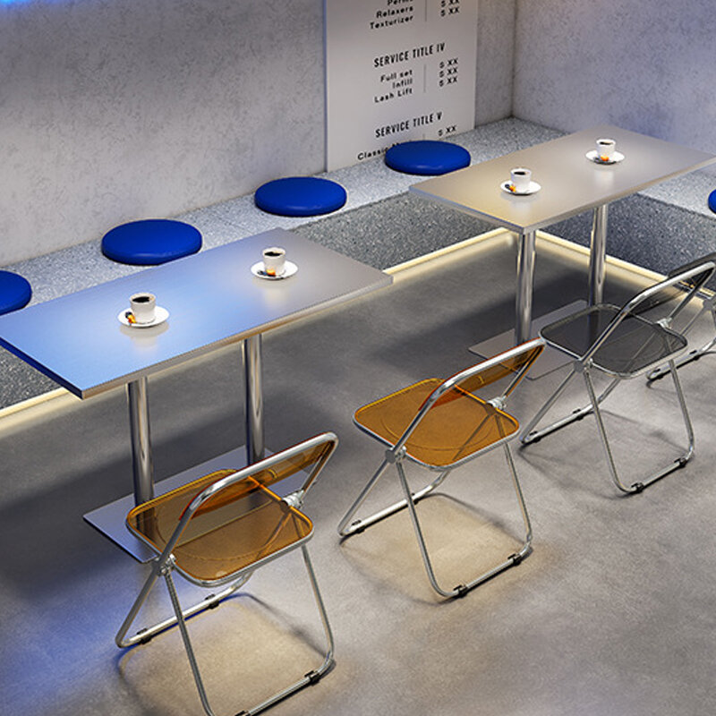 تصميم مربع طاولات القهوة المعدنية الصناعية صالة الحديد طاولة كافي مستطيل الباحة ميسيتا دي سنترو الأدوات المنزلية CC50KF #1