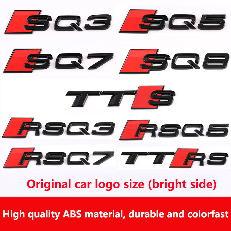 مناسبة لأودي S3 S4 S5 S6 S7 RS3 RS4 RS5 RS6 RS7 SQ3 SQ5 SQ7 RSQ5 RSQ7 الأسود كروم شعار سيارة جذع ملصق سيارة معدنية ملصق