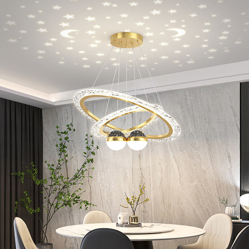 Simple Home Led Star Chandelier For Living Dining Room Kitchen Bedroom Modern Ring Chandelier Interior Lighting Decorative Lamps #6