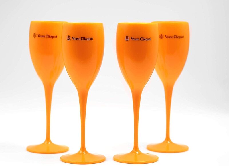 6 قطعة Veuve Clicquot النبيذ الطرف الشمبانيا الكوبيس الزجاج VCP المزامير كأس أكواب بلاستيكية برتقالية