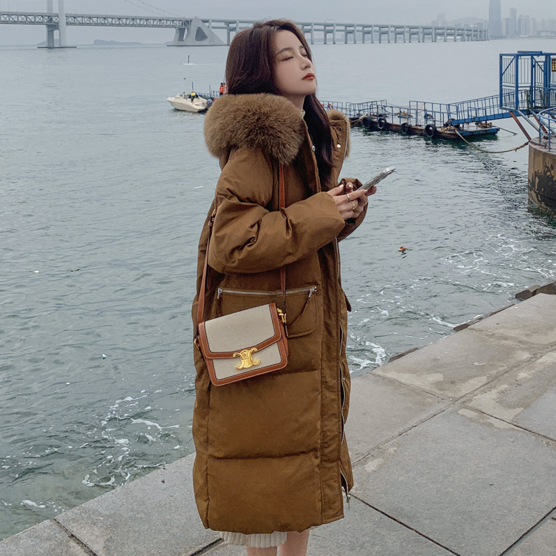 ملابس قطنية نسائية متوسطة الطول سترة سستة قبعة الشتاء الكورية فضفاضة معطف دافئ سميكة
