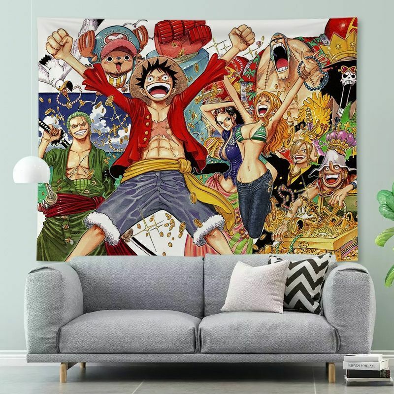 One Piece Naruto Cartoon Anime Luffy Hanging Cloth Background Fabric Ins Bedroom Dormitory Wall