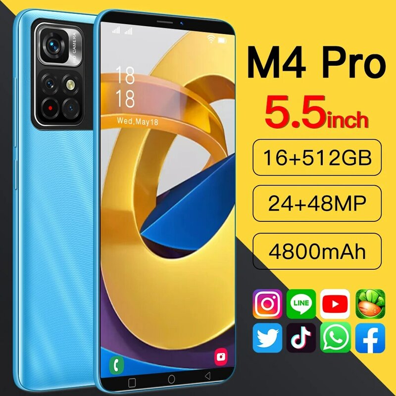 M4pro  5.8 inch cellphone unlock smartphone 16GB 512GB 24+48MP Cellular Unlocked 5G 4800mAh Dual SIM Android 11 Mobile phon