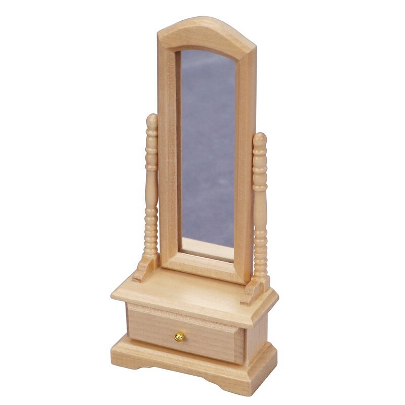 1:12 دمية كامل طول مرآة تزين مع نموذج درج محاكاة كامل طول مرآة تزين دمية الديكور