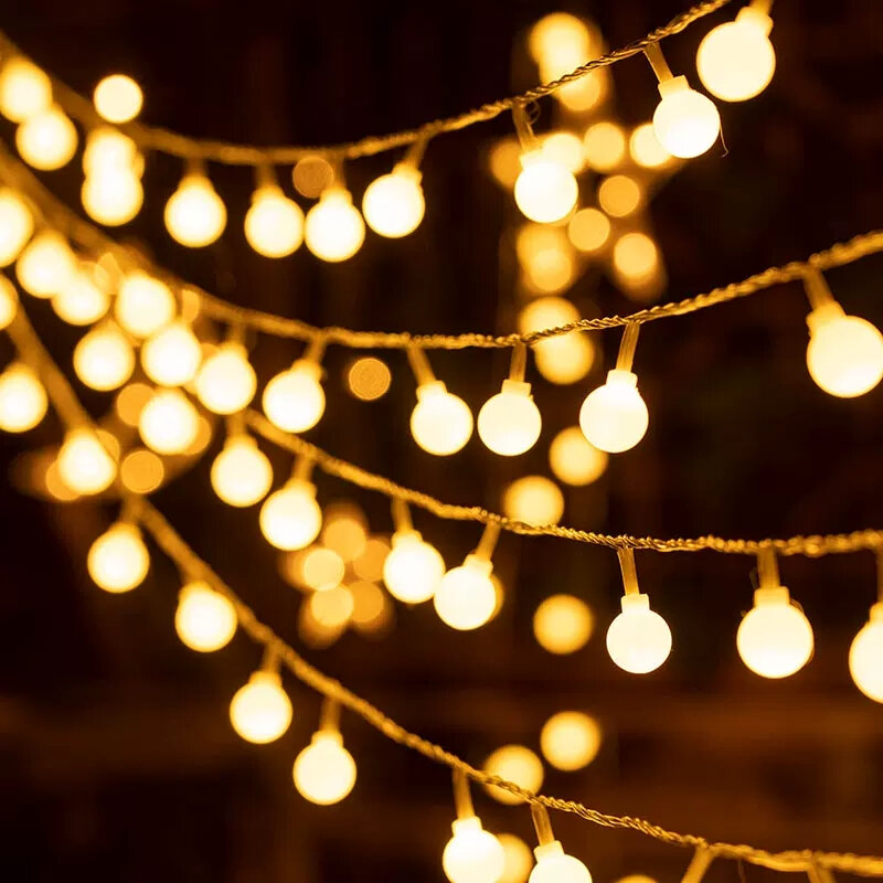 10 متر الكرة LED سلسلة ضوء في الهواء الطلق الكرة سلسلة ضوء جارلاند مصباح لمبة الجنية ضوء حفل زفاف المنزل حديقة عيد الميلاد الديكور
