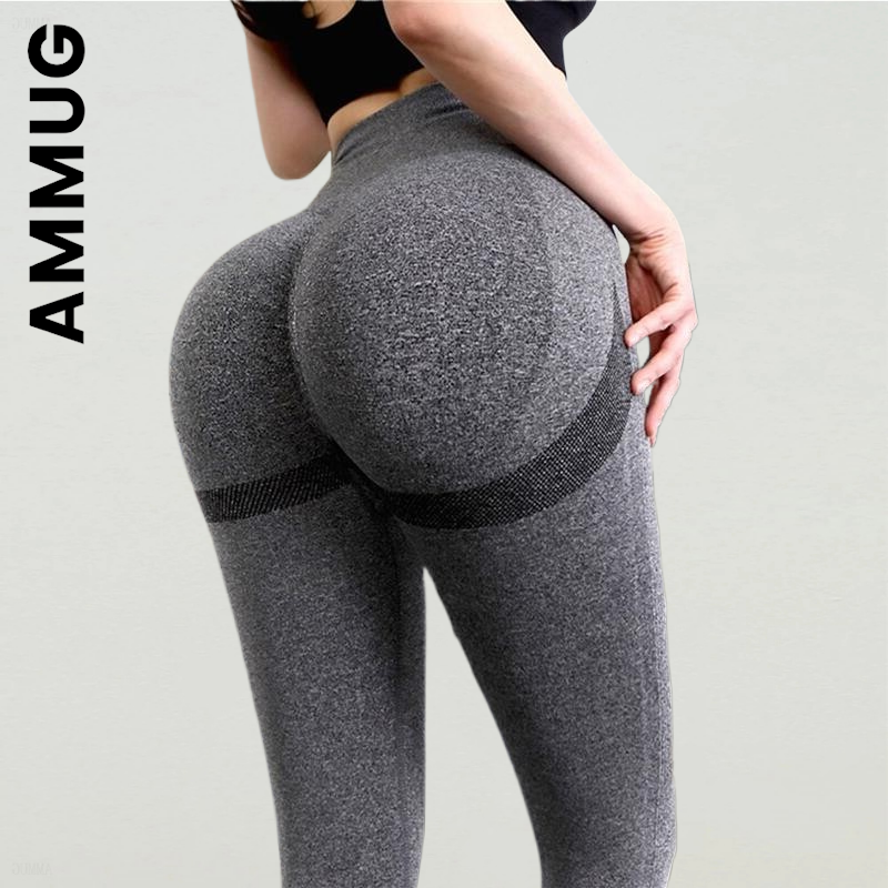 Ammug Seamless Women Fashion Sporty Tights Leggings Women Gym Push Up Yoga Pants Scrunch Large Size Yoga Pants Women Female