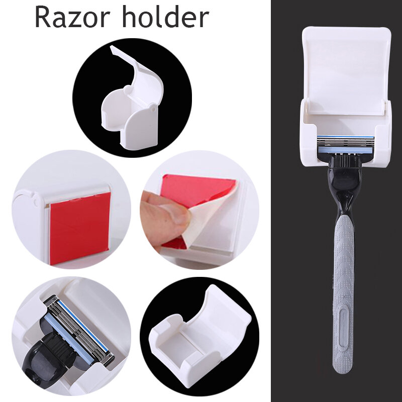 Shelf Dust Accessory Suction Cup Hook Razor Holder Wall Sucker Stand Hanger Rack Men Shaver Holder Brush Blade Holder Storage