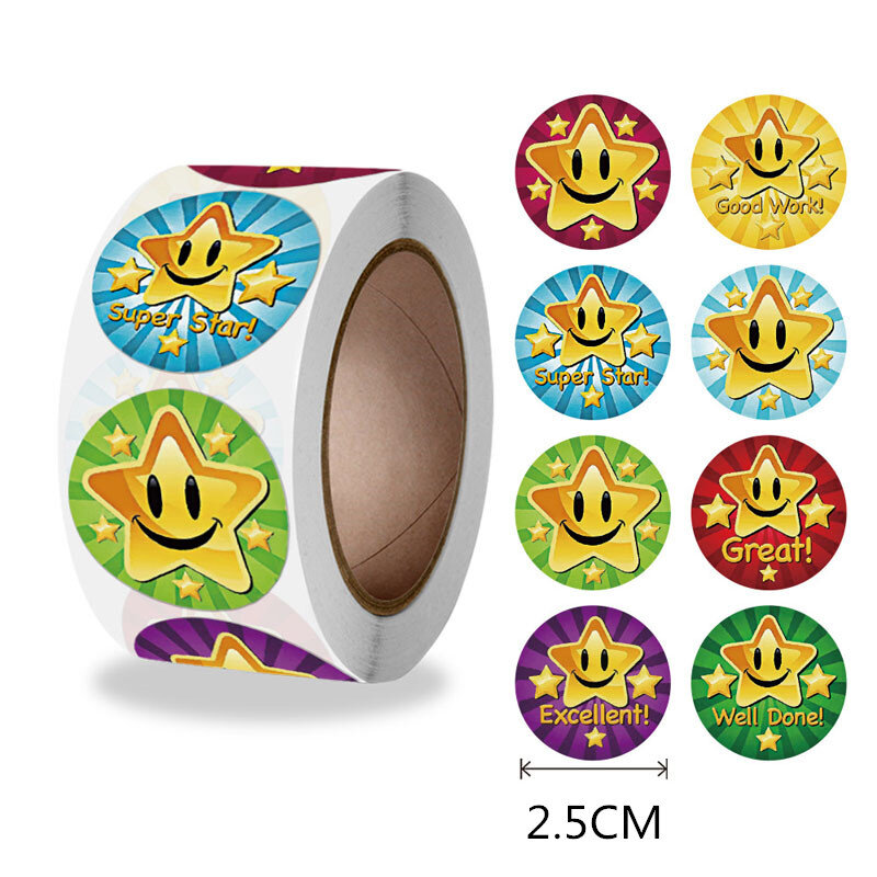 مجموعة متنوعة من مبتسم الوجه صورة ملصقات دفتر ألعاب الأطفال المعلم مكافأة ملهمة ملصقات 2.5CM500PCS