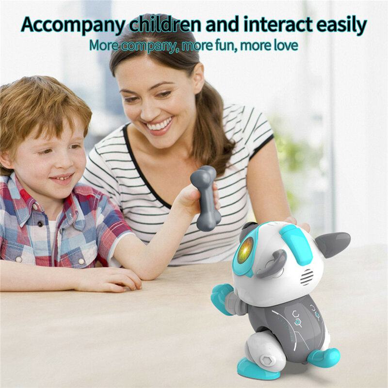 الأطفال لتقوم بها بنفسك التحكم الصوتي اللمس ذكي الإلكترونية روبوت الكلب عبر الحدود اللعب الإضاءة الصوت الجذعية العلوم التعليم