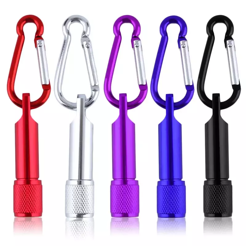 Mini Flashilight torch Carabiner Keychain Hook Lamp Portable 5 LED Mini Flashlight Light Torch Aluminum Keychain