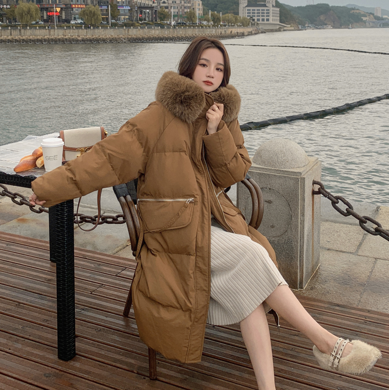 ملابس قطنية نسائية متوسطة الطول سترة سستة قبعة الشتاء الكورية فضفاضة معطف دافئ سميكة
