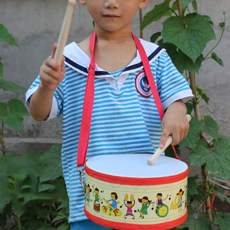 طبل الخشب الاطفال في وقت مبكر التعليمية آلة موسيقية للأطفال ألعاب الأطفال فاز أداة طبلة ذات يد اللعب