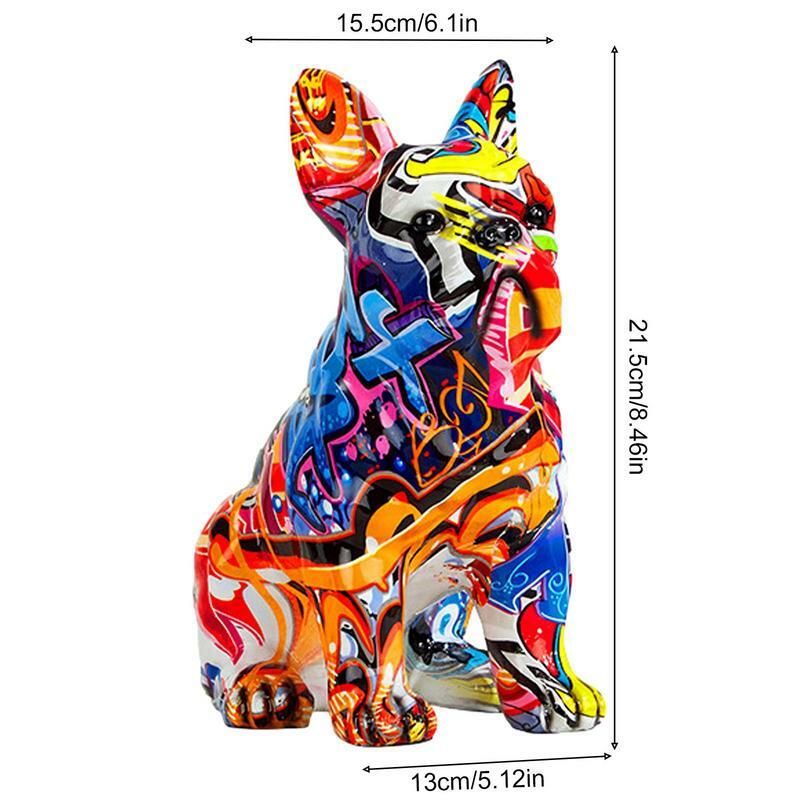 الإبداعية راتنج ملون تمثال لكلب اللون الفرنسية الثور تمثال لكلب مكتب المنزل الكتابة على الجدران الحيوان تمثال الحرف غرفة المعيشة الحلي #6