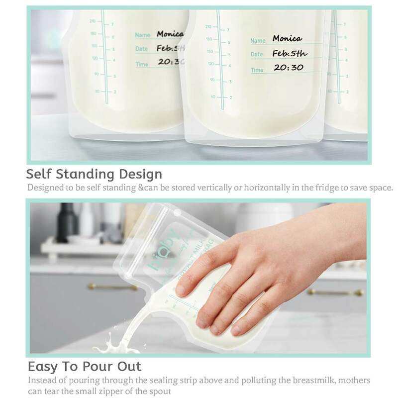 Bioby 100 قطعة أكياس تخزين حليب الثدي 240 مللي 8 أوقية أكياس فريزر الحليب قبل تعقيم BPA الحرة الطفل تخزين حليب الثدي ل Refrige