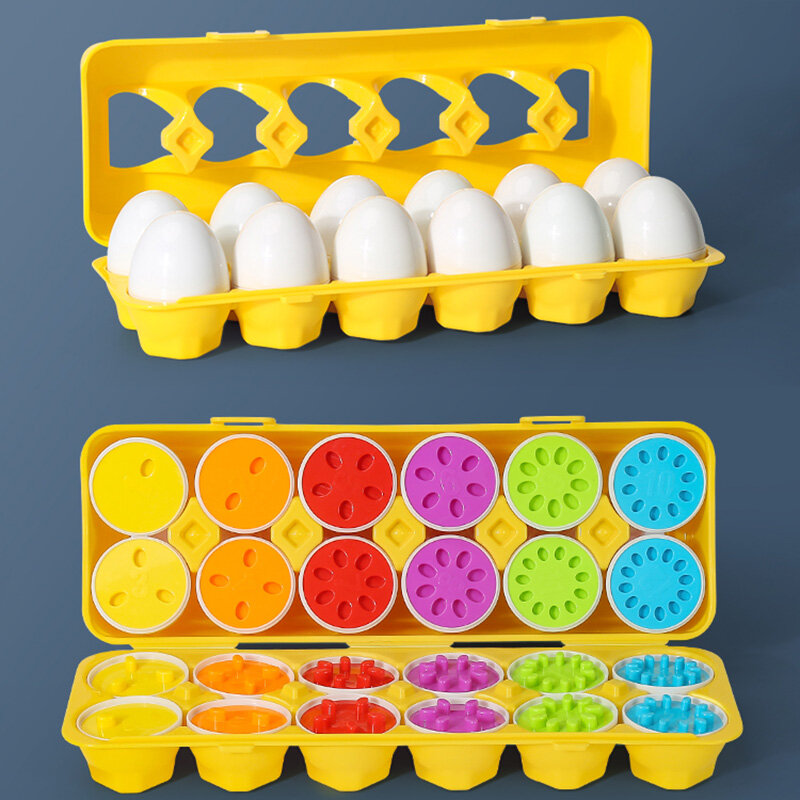 Baby Montessori Learning Education Math Toy Smart Eggs Puzzle Shape Matching Toys Plastic Screw nut Building Blocks For Children