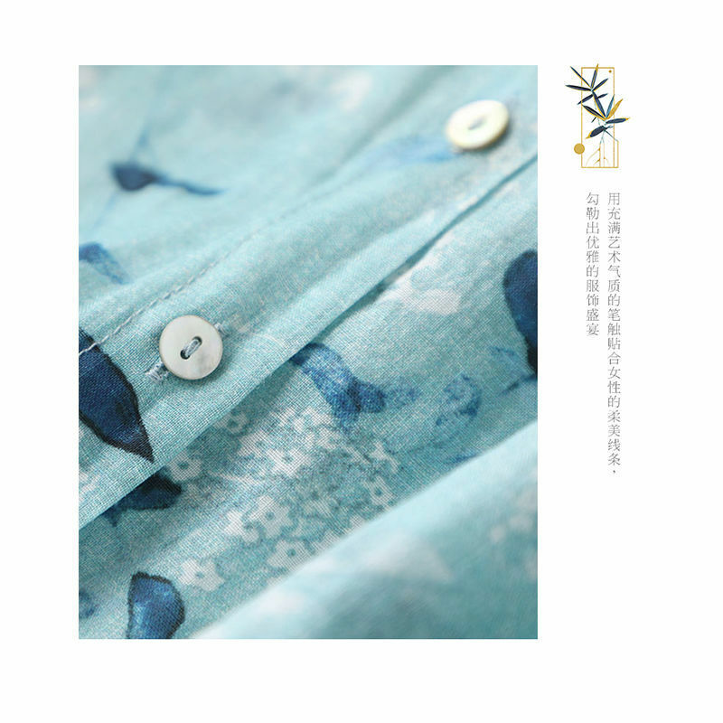 Cotton Linen Retro Printed Shirt Womens Tops 2022 Spring Fall New Button Up Shirt Harajuku Long Sleeve Loose Casual Top Blusas