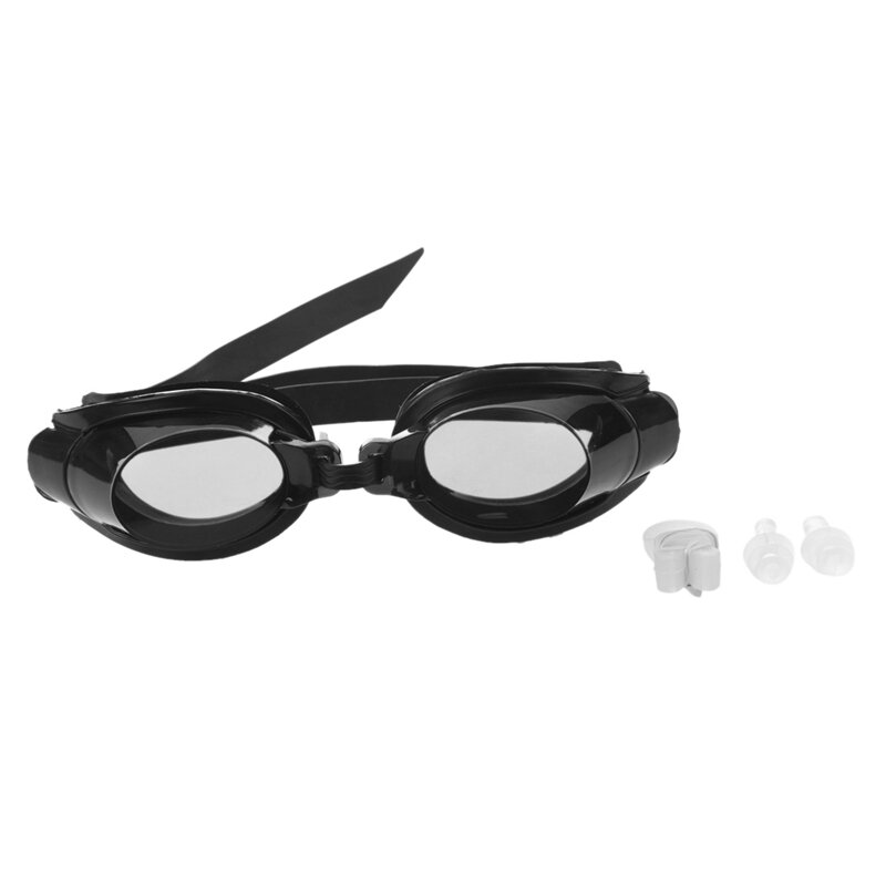2X الأنف التوصيل الأذن المقابس الأسود مكافحة الضباب نظارات الوقاية للسباحة