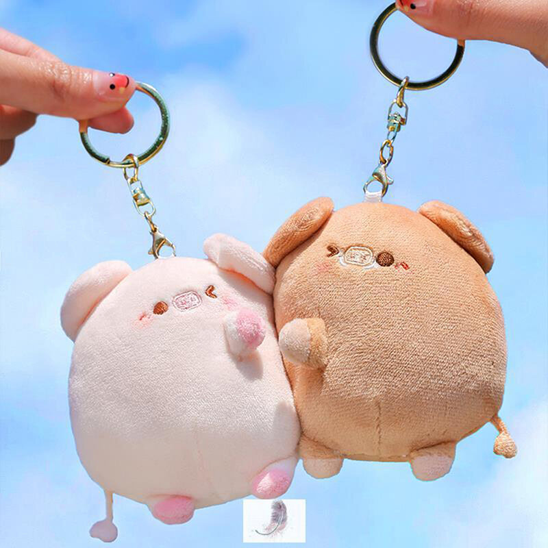 2Pcs Plush Magnetic Couple Pig Keychain Cute Creative Plush Toy Kawaii Girl Holiday Gift Magnet Backpack Pendant