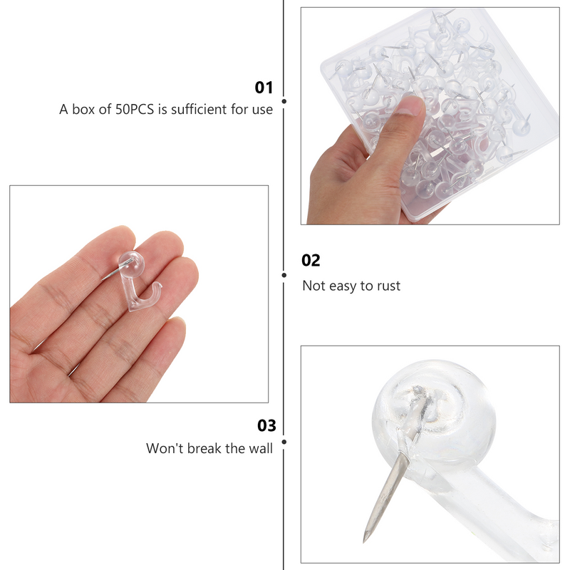 50Pcs Thumb Tacks Map Plastic Hook Pushpins Simple Fixing Tools Push Pin for Home