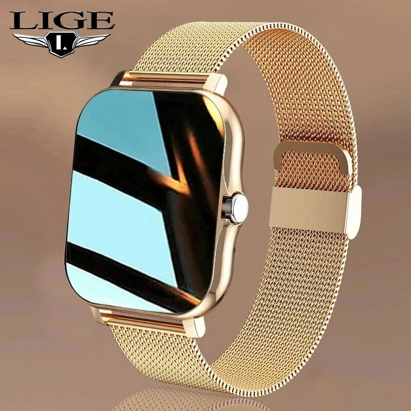 ساعة يد من LIGE ، مناسبة للرجال والنساء ، هدية بشاشة لمس كاملة ، ساعات لياقة بدنية رياضية ، مكالمات بلوتوث ، ساعة يد رقمية