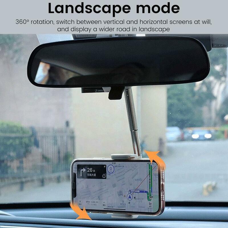 360 درجة سيارة مرآة الرؤية الخلفية جبل حامل هاتف قابل للتعديل دعم المحمول آيفون 13 لتحديد المواقع مقعد الهاتف الذكي حامل هاتف السيارة St L7D4