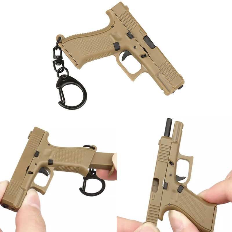 1 قطعة المفاتيح لعبة مسدس صغير شكل المفاتيح التكتيكية Glock 45 نموذج البلاستيك حلقة رئيسية مكافحة ضربة البنادق رصاصة مسدس كيرينغ