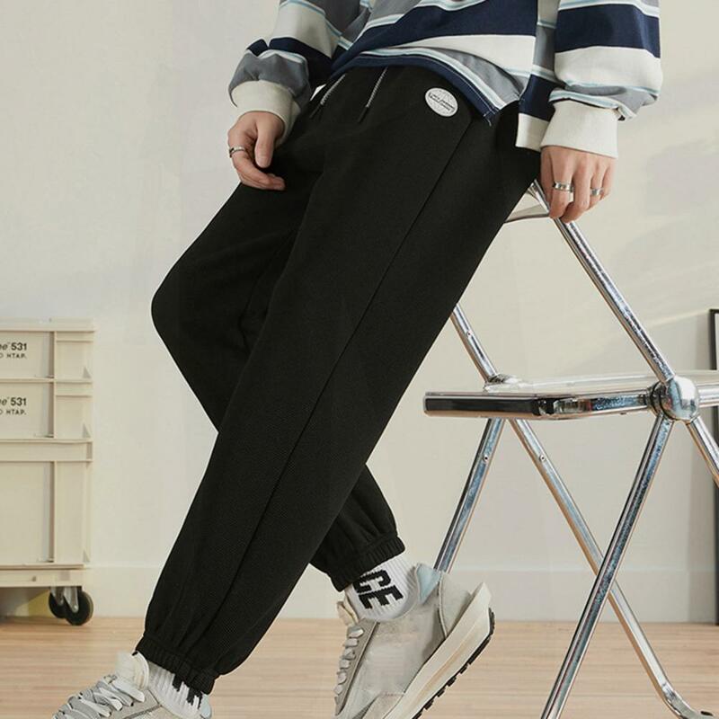 شعبية الرجال Sweatpants جيوب الكورية نمط رشاقته الدانتيل متابعة السراويل الشتاء بنطلون رياضي للخارجية