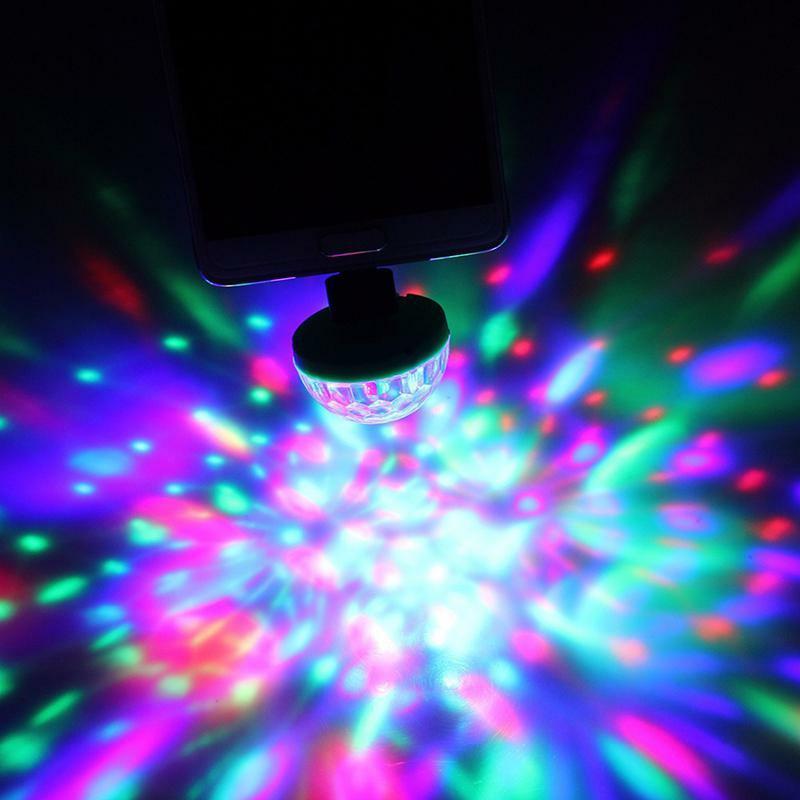 مصغرة USB LED ديسكو DJ ضوء المرحلة المحمولة الأسرة حفلة الكرة ضوء ملون بار نادي المرحلة تأثير مصباح الهاتف المحمول الإنارات