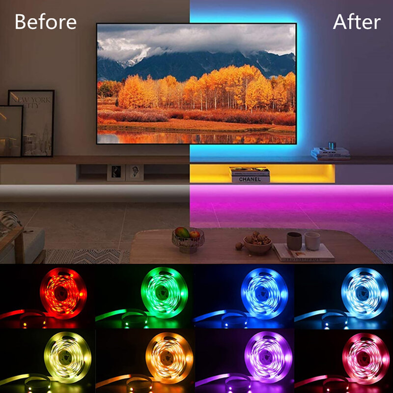 شريط LED أضواء RGB بلوتوث 5050 2835 واي فاي التحكم مقاوم للماء Luces Led شريط مرن الشريط لغرفة إضاءة خلفية للتلفاز حفلة منزلية