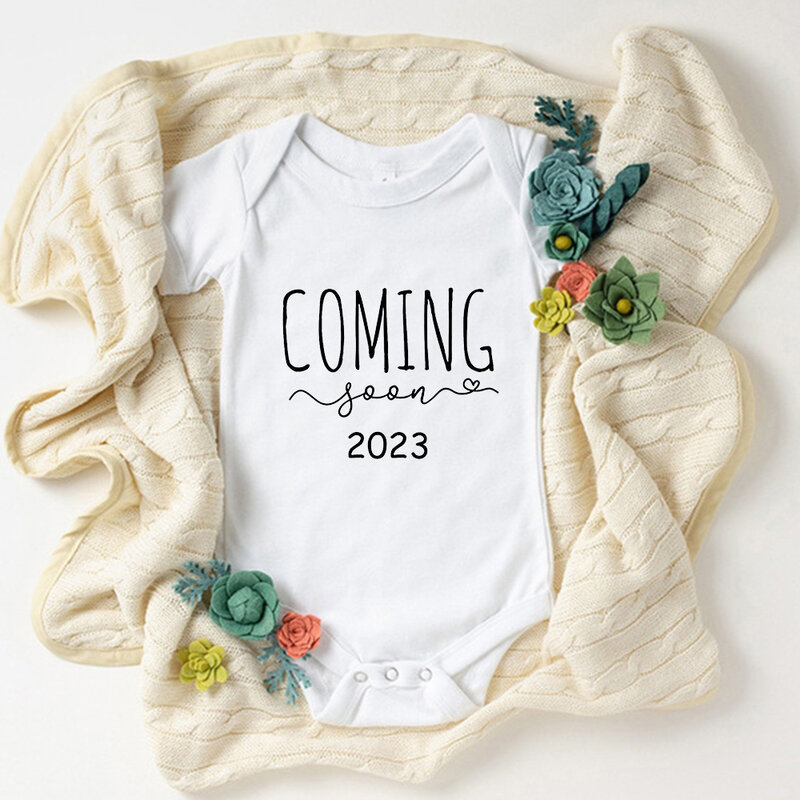 ولد 2023 إعلان الحمل الوليد نيسيس موضة مفاجأة هدية طفلة الصبي الملابس الجسم الصيف عادية رومبير للرضيع