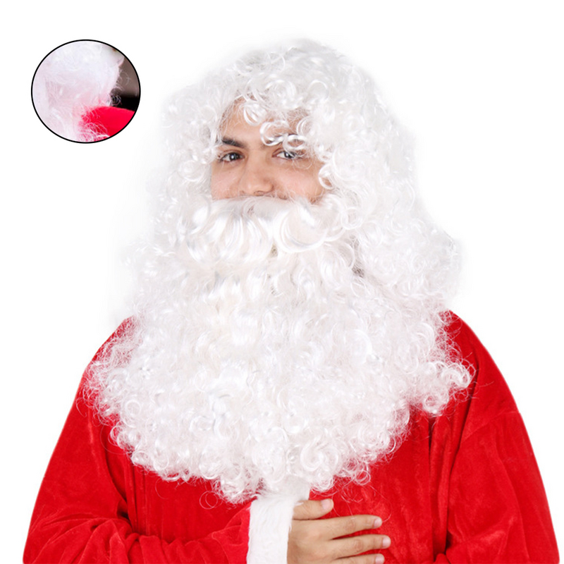 مجموعة لحية عيد الميلاد للبالغين ، سانتا كلوز ، شعر مجعد طويل ، أداء شارب ، صور الدعامة ، عيد الميلاد أغطية الرأس الزخرفية ، Roleplay #5
