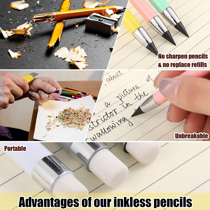 18 قطعة قلم رصاص بدون حبر قابلة لإعادة الاستخدام قلم رصاص الأبدية قلم رصاص قابل للمسح أقلام رصاص مع ممحاة لرسم الكتابة #3