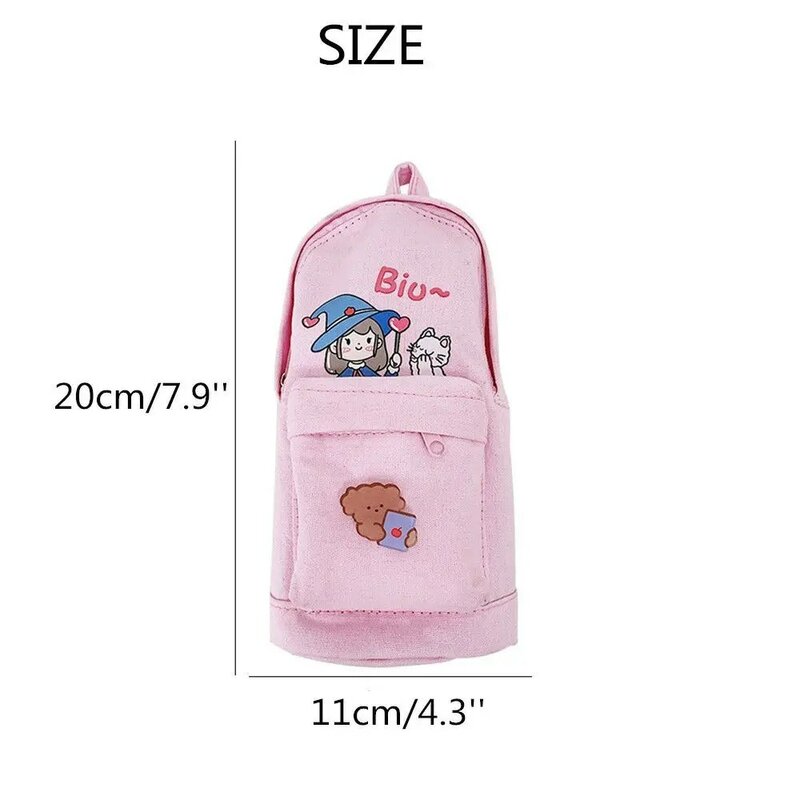 Students Pencil Bags Large capacity Korean Cartoon With Brooch Pencil Cases Canvas