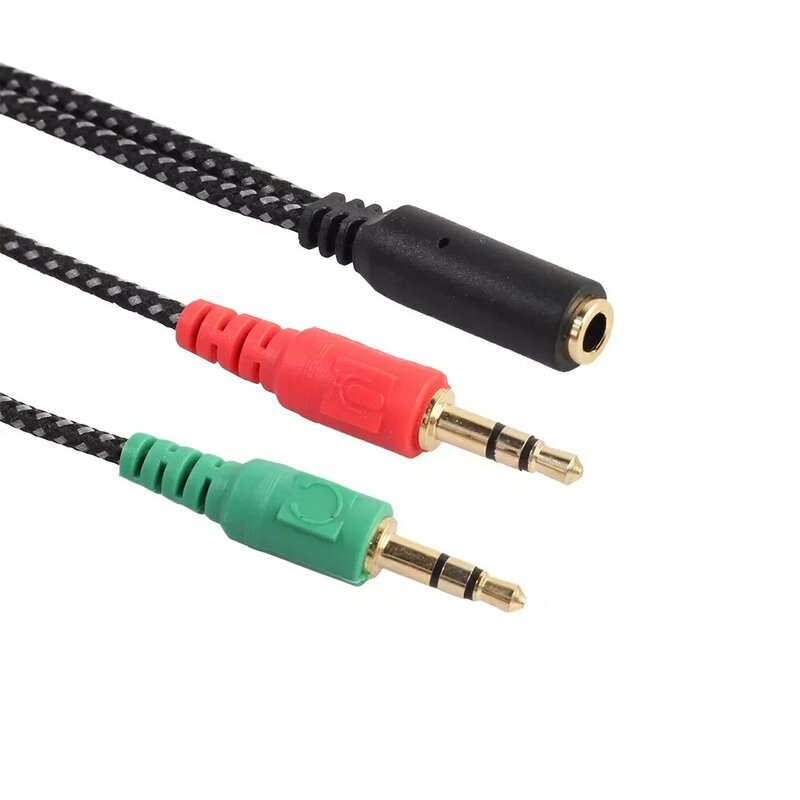Audio Adapter Cable 3.5mm Y Splitter 2 Jack Male to 1 Female Headphone Mic Woven net High Quality Accessories