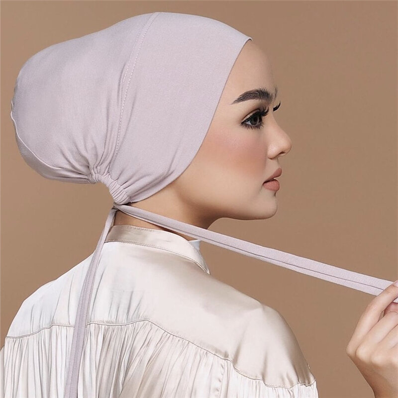 غطاء رأس إسلامي عالي الجودة مناسب للحجاب قابل للتعديل للنساء لون سادة غطاء رأس إسلامي عمامة